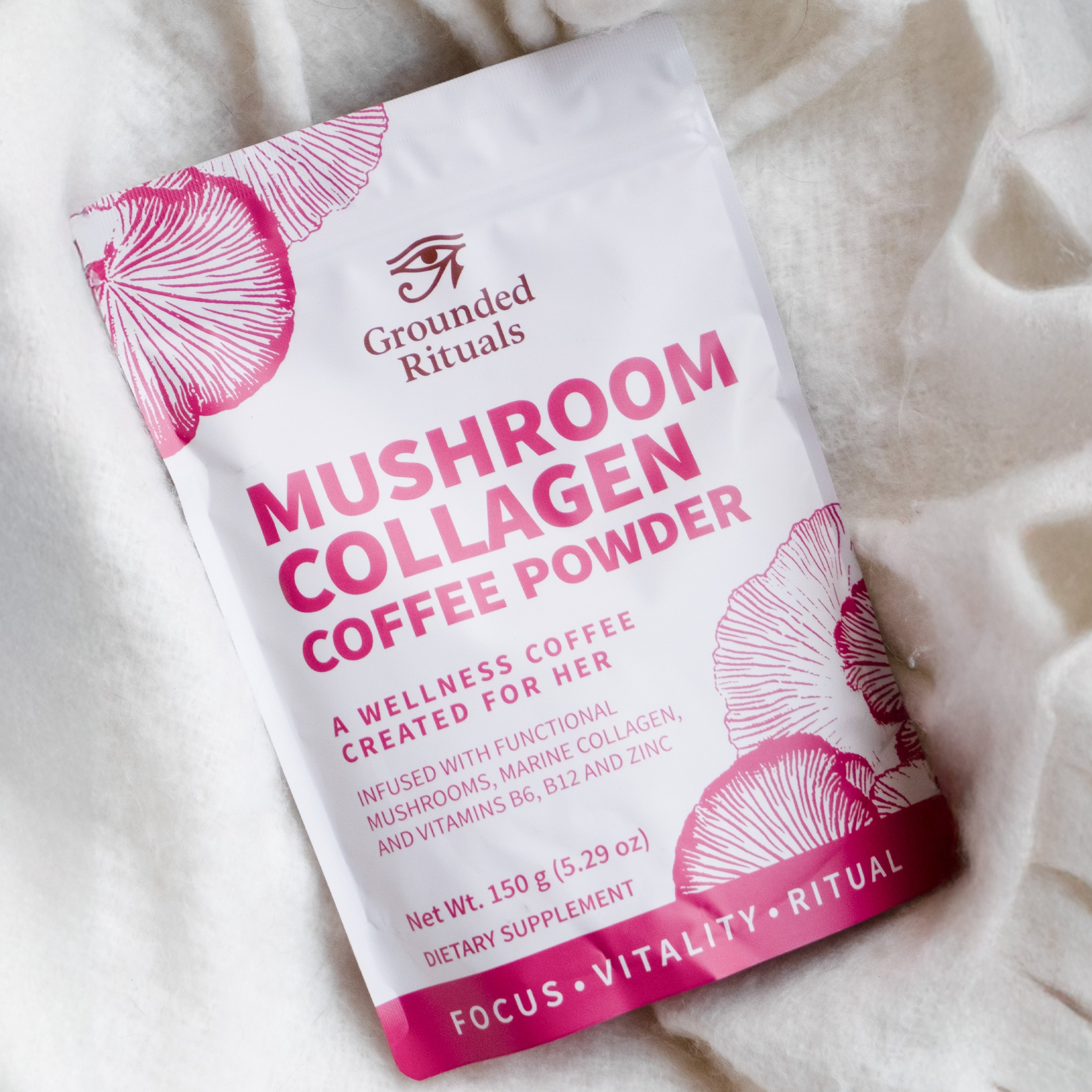Mushroom Collagen Coffee - Infused with Functional Mushrooms, Marine Collagen and Vitamins B6,B12 & Zinc
